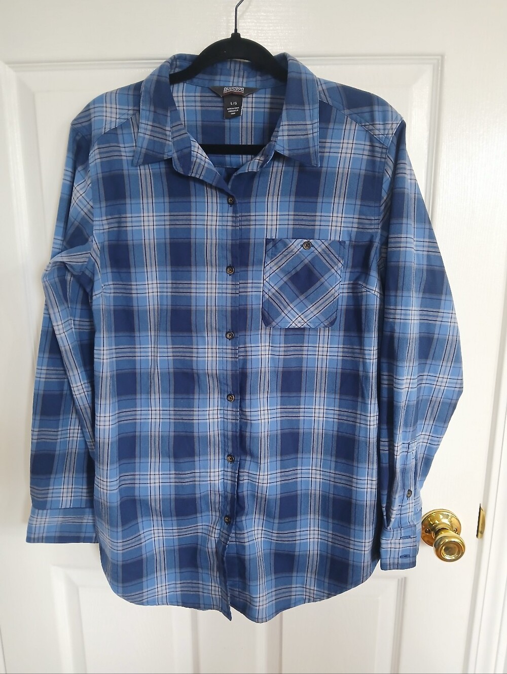 Outdoor Research Blue Plaid Button-Down Shirt - Men's Hiking Outdoor Casual - Picture 2 of 10